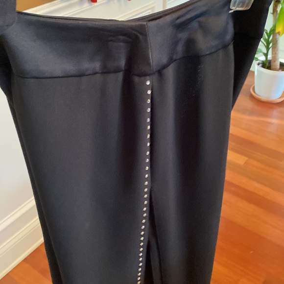JS Collections EUC Palazzo Flowy Open Side Rhinestone Ladies Black Pants Sz 8 - Picture 7 of 16